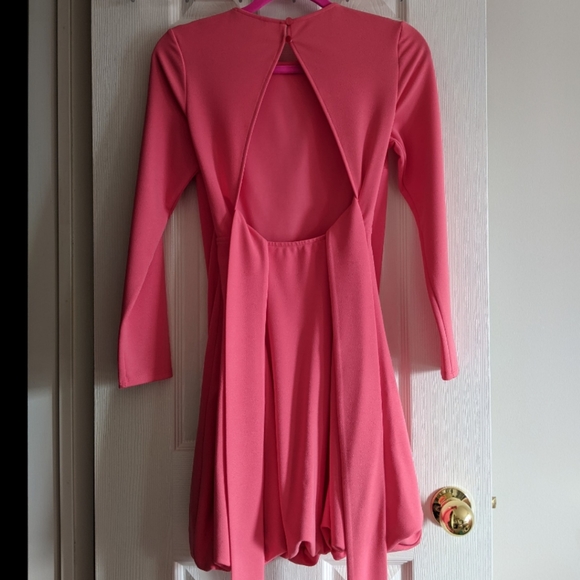NWOT ASOS Coral-Pink Open Back Bubble Hem Dress UK 6/US 2 XS - Picture 4 of 8